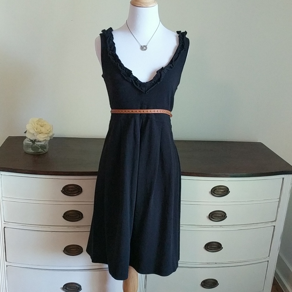 J.Crew black cotton empire waist dress